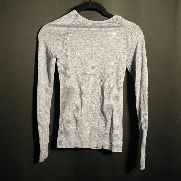 🚫 SOLD 🚫 Gymshark Vital Seamless Long Sleeve T-Shirt - Steel Blue Marl - Picture 1 of 5